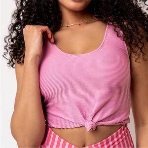 Coral Reef Pink Ribbed Traveler Bikini Top size Small